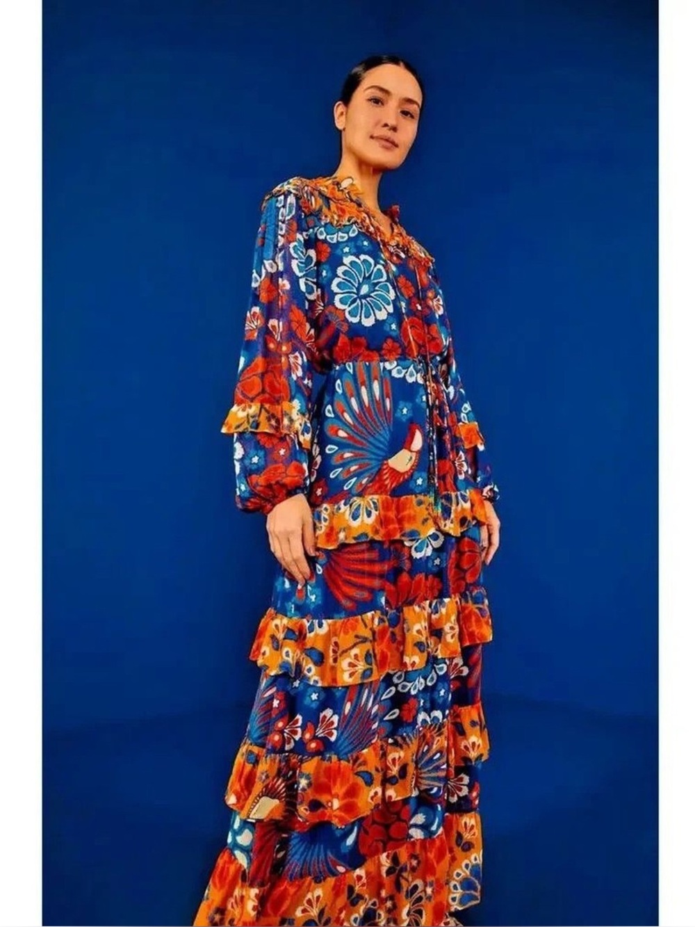 Farm Rio Mixed Pineapple Flower Maxi Dress